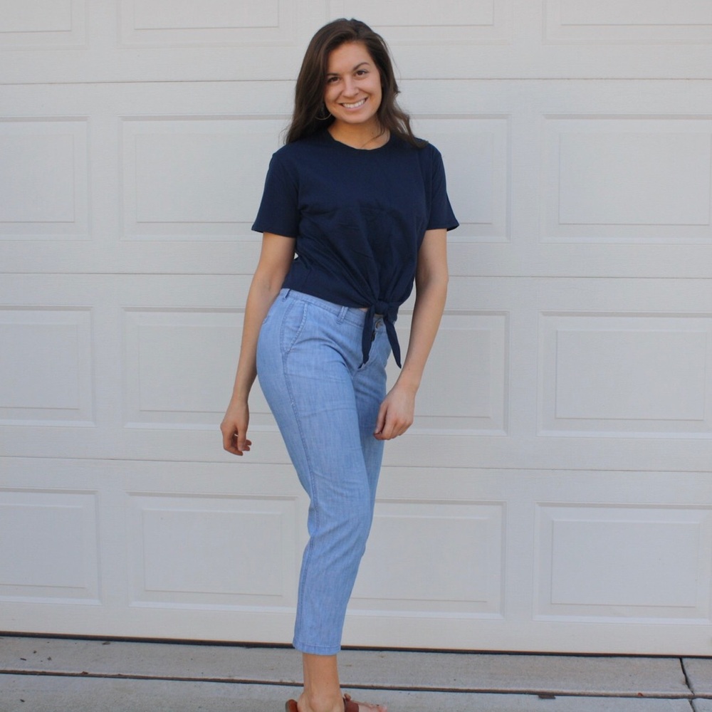 Gap Chambray Girlfriend Fit Chino Pant
